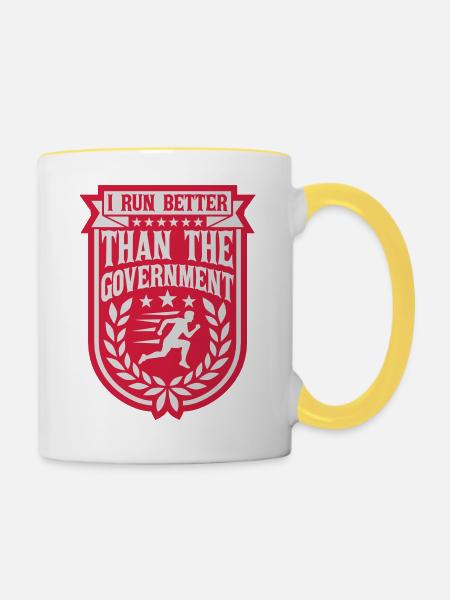 run better than government - Tasse zweifarbig - Weiß/Gelb