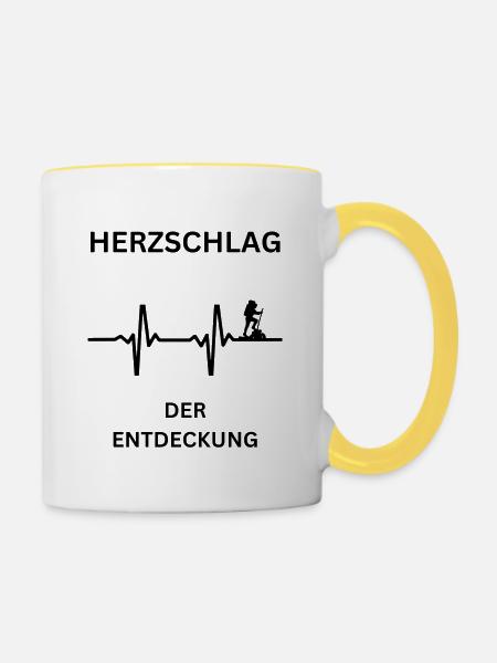 Herzschlag der Entdeckung - Tasse zweifarbig - Weiß/Gelb