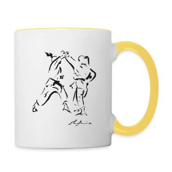 karaté - Mug contrasté - blanc/jaune - Droite