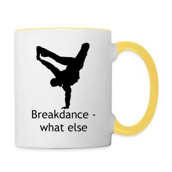 Breakdance - Tasse zweifarbig - Weiß/Gelb - Rechts