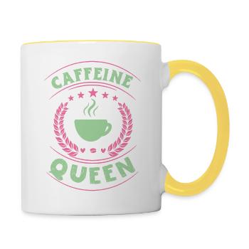 Reine de la caféine - Mug contrasté - blanc/jaune - Droite