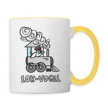 Lok-Vogel in der Bahn ist kein Zug Vogel Kinder - Tasse zweifarbig - Weiß/Gelb - Rechts