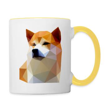 Faible Poly Shiba Inu Chien - Mug contrasté - blanc/jaune - Droite