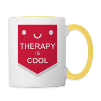 la thérapie est cool Citation - Mug contrasté - blanc/jaune - Droite