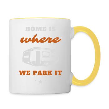 Home is where we Park it! Camper Shirt - Contrasting Mug - white/yellow - Right