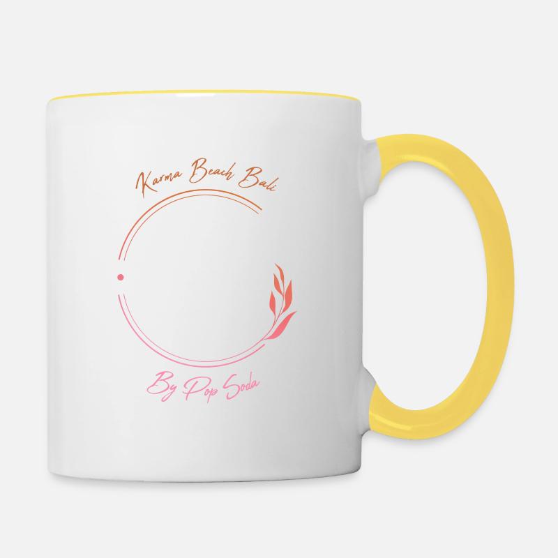 Turtle Karma Beach orange rose - Mug contrasté - blanc/jaune