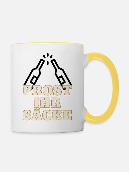 Prost ihr Säcke - Tasse zweifarbig - Weiß/Gelb