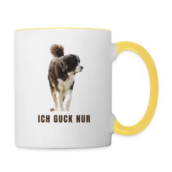 Ich Guck nur - Tasse zweifarbig - Weiß/Gelb - Rechts