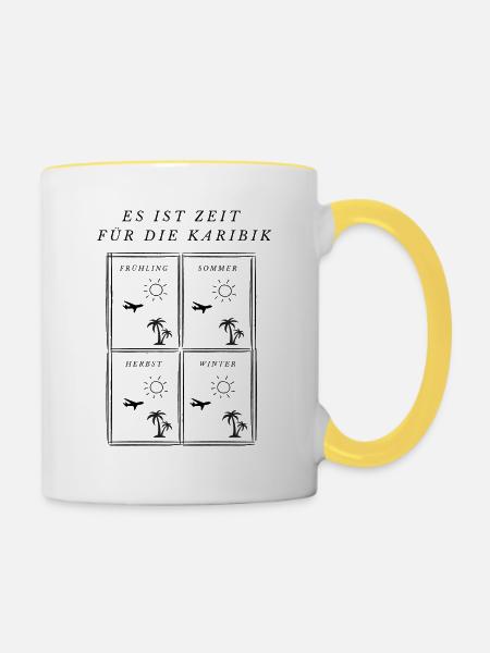 Zeit für die Karibik - Tasse zweifarbig - Weiß/Gelb
