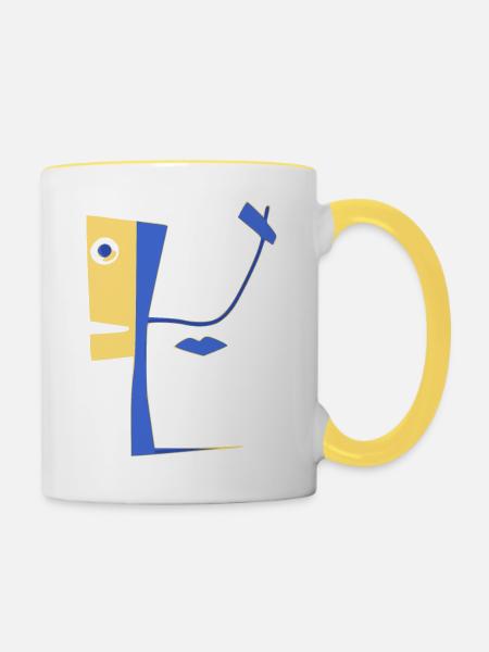 Unwirklicher Charakter - Tasse zweifarbig - Weiß/Gelb