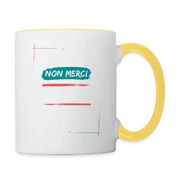 Sport? non merci, canapé? oui bien sur! - Mug contrasté - blanc/jaune - Droite