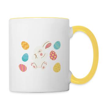 Lapin de Pâques Cadeau de lapin de Pâques - Mug contrasté - blanc/jaune - Droite
