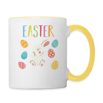 Ostern Hase Osterhase Geschenkidee - Tasse zweifarbig - Weiß/Gelb - Rechts