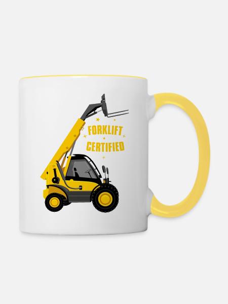 Gabelstapler-zertifiziert - Tasse zweifarbig - Weiß/Gelb