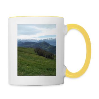 Berglandschaft - Tasse zweifarbig - Weiß/Gelb - Rechts
