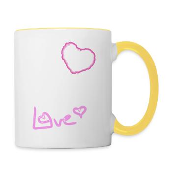 I love clothes / Love in Neon - Tasse zweifarbig - Weiß/Gelb - Rechts