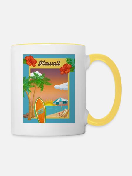 Hawaii - Tasse zweifarbig - Weiß/Gelb