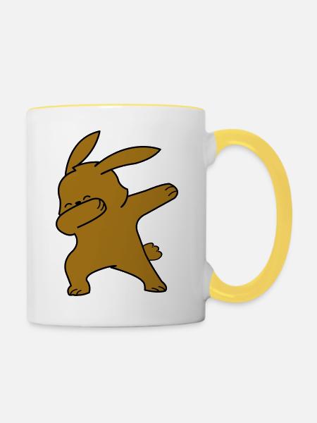 dabbing rabbit - Tasse zweifarbig - Weiß/Gelb