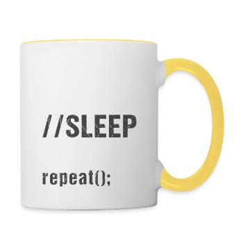 Eat Code Sleep Coffee Répéter - Mug contrasté - blanc/jaune - Droite