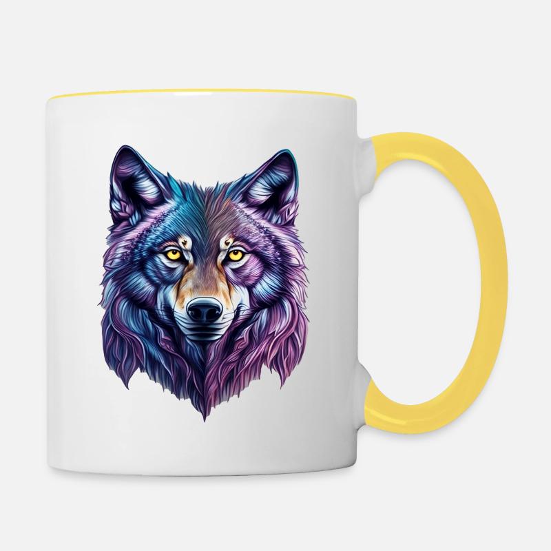 wolf splash - Contrasting Mug - white/yellow