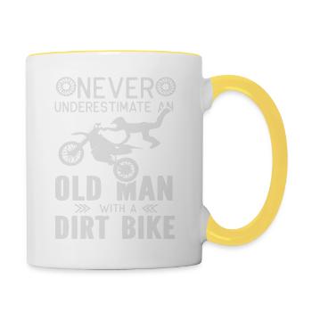 Never Underestimate an old Man with a Dirt Bike - Contrasting Mug - white/yellow - Right