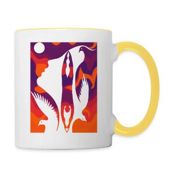 Illusion d’optique art psychédéliques formes rétro - Mug contrasté - blanc/jaune - Droite