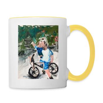 Together / Zusammen - Tasse zweifarbig - Weiß/Gelb - Rechts