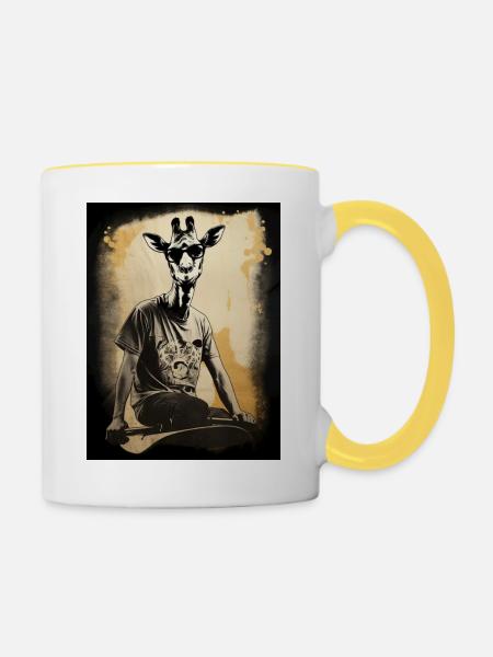 Tierischer Stil - Tasse zweifarbig - Weiß/Gelb