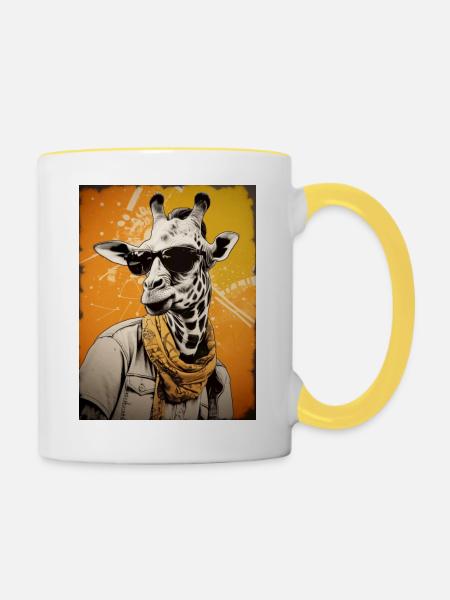 Tierischer Stil - Tasse zweifarbig - Weiß/Gelb