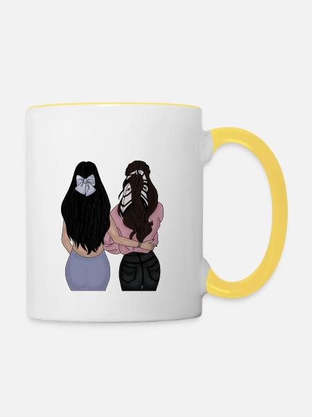 Beste Freundin - Tasse zweifarbig - Weiß/Gelb