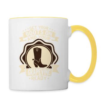 Get Your Boots On And Your Grapevine Ready Music L - Contrasting Mug - white/yellow - Right