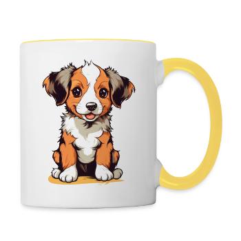 Cute puppy - Contrasting Mug - white/yellow - Right