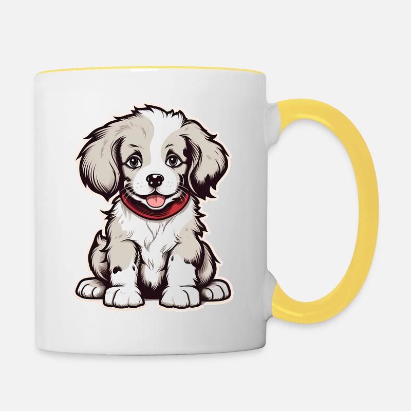 Cute puppy - Contrasting Mug - white/yellow