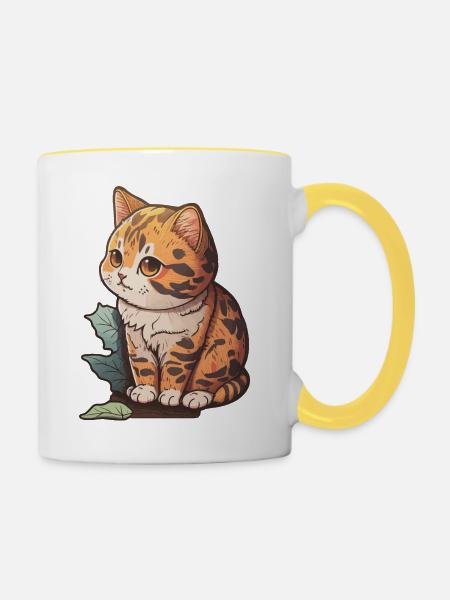 Kätzchen Geschenk - Tasse zweifarbig - Weiß/Gelb