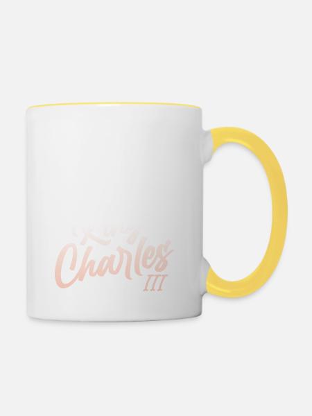 Britischer König III. Charles Coronung 2023 - Tasse zweifarbig - Weiß/Gelb