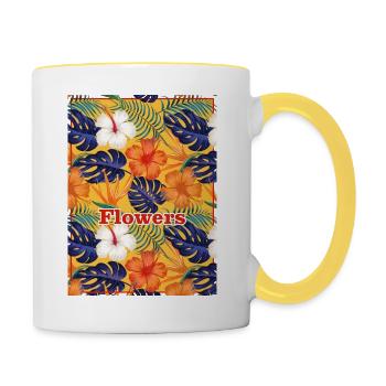 TROPISCHE BLUMEN - Tasse zweifarbig - Weiß/Gelb - Rechts
