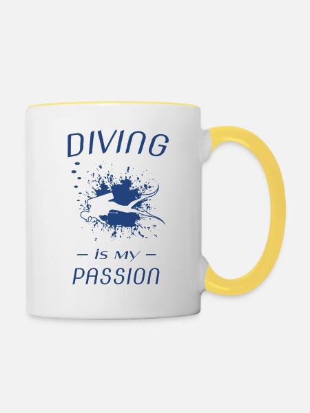 Diving - Tasse zweifarbig - Weiß/Gelb