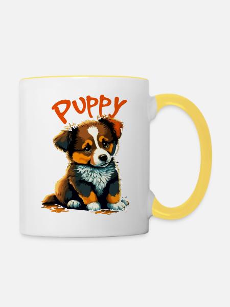 Puppy 1 Hundewelpe - Tasse zweifarbig - Weiß/Gelb