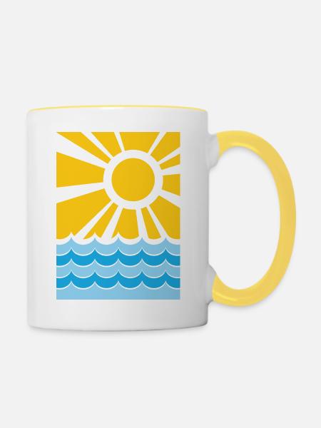 Sommer - Tasse zweifarbig - Weiß/Gelb