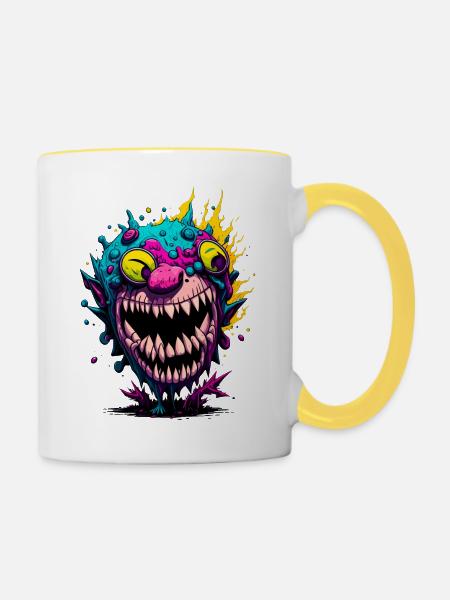 Bunter cooler Zombie - Tasse zweifarbig - Weiß/Gelb