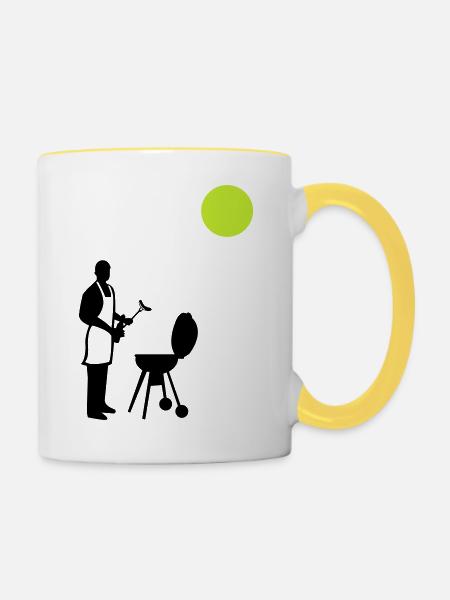 grillen sommer - Tasse zweifarbig - Weiß/Gelb