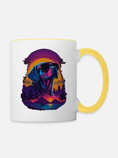 Labrador trägt Sonnenbrille - Tasse zweifarbig - Weiß/Gelb