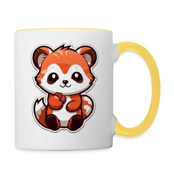 Petit panda - Mug contrasté - blanc/jaune - Droite