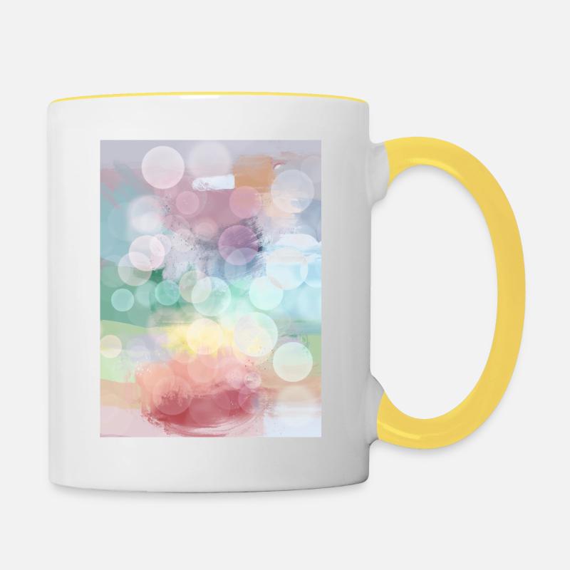 Chakras Pastel Design Abstrait Délicat Couleur Pastel - Mug contrasté - blanc/jaune