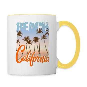 Vintage Flowers beach California retro garden USA - Contrasting Mug - white/yellow - Right