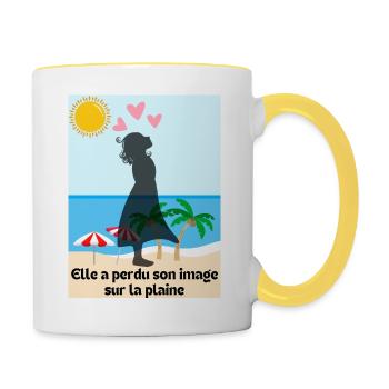 LOGO Elle a perdu son image sur la plaine - Mug contrasté - blanc/jaune - Droite