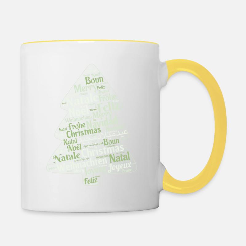 Weihnachtsbaum - Tasse zweifarbig - Weiß/Gelb