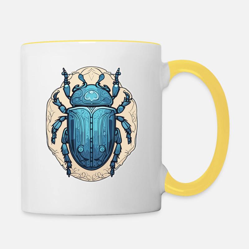 Blauer Skarabäus - Tasse zweifarbig - Weiß/Gelb