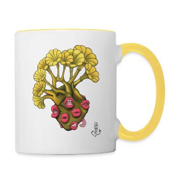 Cœur Cantatrice - Mug contrasté - blanc/jaune - Droite