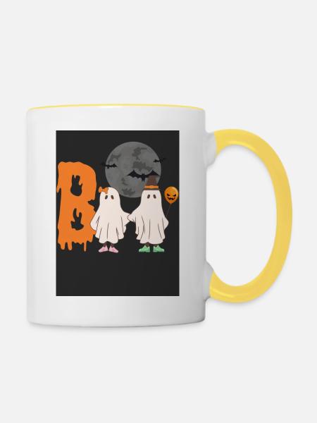 Halloween Boo - Tasse zweifarbig - Weiß/Gelb
